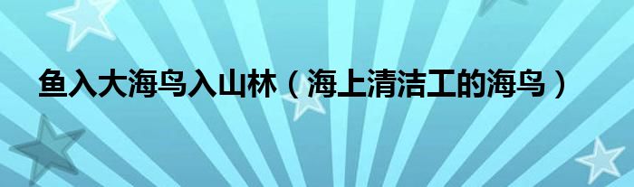 魚入大海鳥入山林（海上清潔工的海鳥）