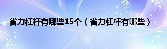 省力杠桿有哪些15個（省力杠桿有哪些）