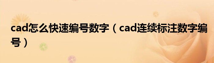 cad怎么快速編號數(shù)字（cad連續(xù)標(biāo)注數(shù)字編號）