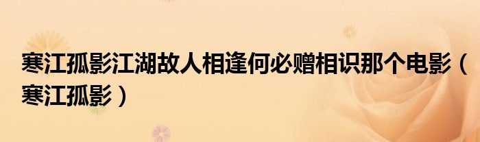 寒江孤影江湖故人相逢何必贈相識那個電影（寒江孤影）