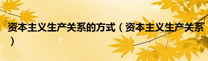 資本主義生產(chǎn)關(guān)系的方式（資本主義生產(chǎn)關(guān)系）