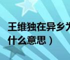 王維獨在異鄉(xiāng)為異客（獨在異鄉(xiāng)為異客的異是什么意思）