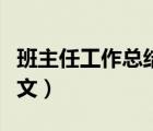 班主任工作總結(jié)范文小學(xué)（班主任工作總結(jié)范文）