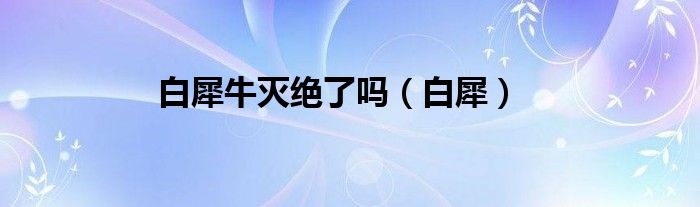 白犀牛滅絕了嗎（白犀）