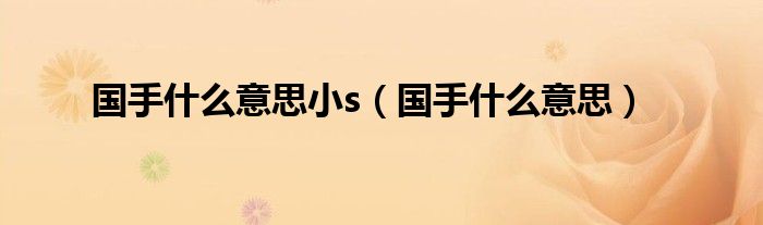 國(guó)手什么意思小s（國(guó)手什么意思）