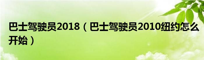 巴士駕駛員2018（巴士駕駛員2010紐約怎么開始）