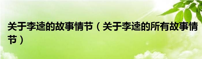 關(guān)于李逵的故事情節(jié)（關(guān)于李逵的所有故事情節(jié)）