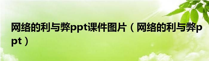 網(wǎng)絡(luò)的利與弊ppt課件圖片（網(wǎng)絡(luò)的利與弊ppt）