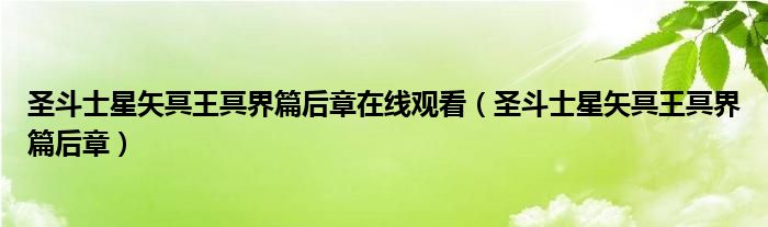 圣斗士星矢冥王冥界篇后章在線觀看（圣斗士星矢冥王冥界篇后章）