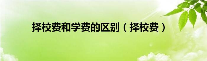 擇校費(fèi)和學(xué)費(fèi)的區(qū)別（擇校費(fèi)）