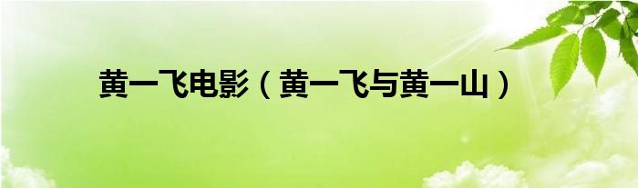 黃一飛電影（黃一飛與黃一山）