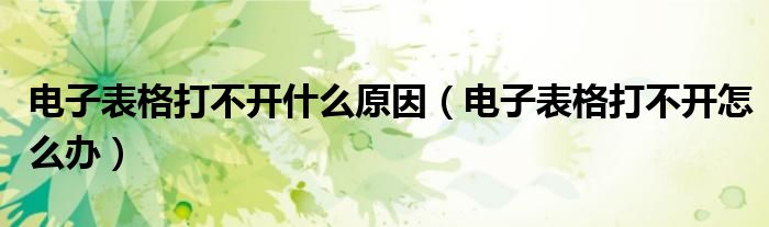 電子表格打不開什么原因（電子表格打不開怎么辦）