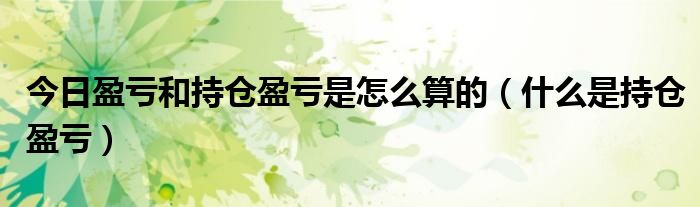 今日盈虧和持倉(cāng)盈虧是怎么算的（什么是持倉(cāng)盈虧）
