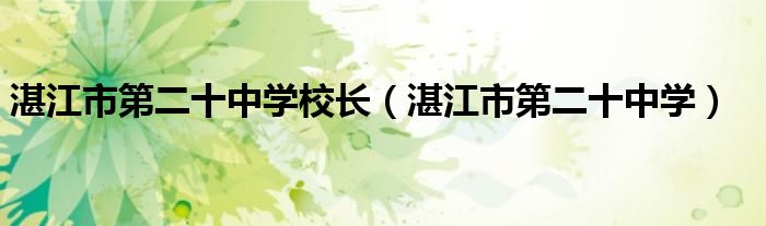 湛江市第二十中學(xué)校長（湛江市第二十中學(xué)）