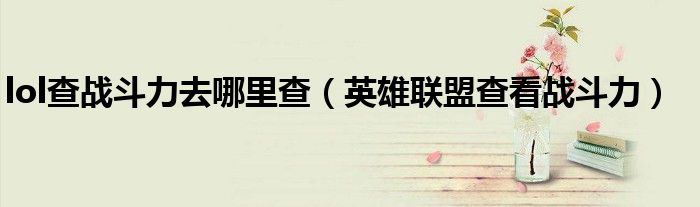 lol查戰(zhàn)斗力去哪里查（英雄聯(lián)盟查看戰(zhàn)斗力）