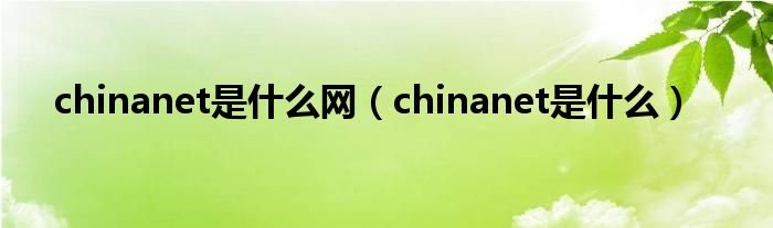 chinanet是什么網(wǎng)（chinanet是什么）