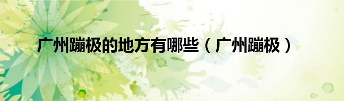 廣州蹦極的地方有哪些（廣州蹦極）