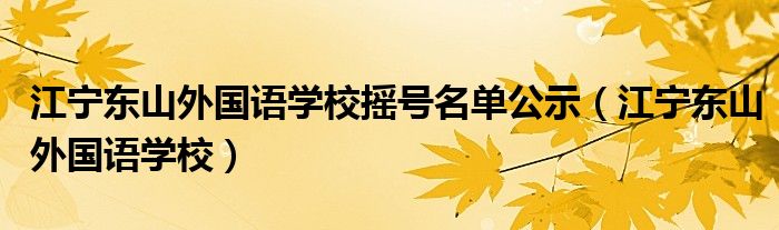 江寧東山外國語學(xué)校搖號名單公示（江寧東山外國語學(xué)校）
