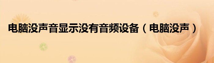 電腦沒聲音顯示沒有音頻設備（電腦沒聲）