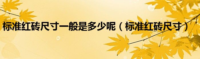 標準紅磚尺寸一般是多少呢（標準紅磚尺寸）