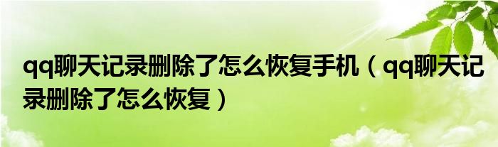 qq聊天記錄刪除了怎么恢復(fù)手機(jī)（qq聊天記錄刪除了怎么恢復(fù)）