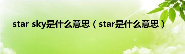 star sky是什么意思（star是什么意思）