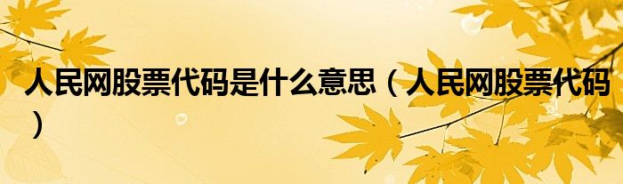 人民網(wǎng)股票代碼是什么意思（人民網(wǎng)股票代碼）