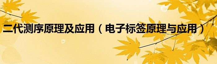 二代測序原理及應(yīng)用（電子標(biāo)簽原理與應(yīng)用）