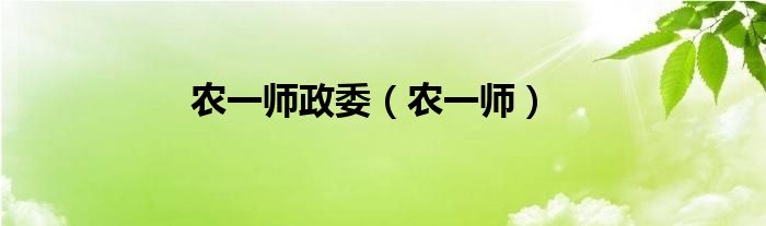 農(nóng)一師政委（農(nóng)一師）
