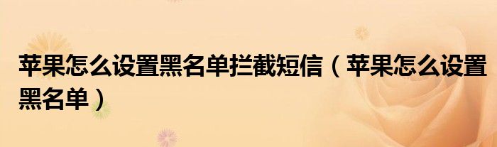 蘋果怎么設(shè)置黑名單攔截短信（蘋果怎么設(shè)置黑名單）