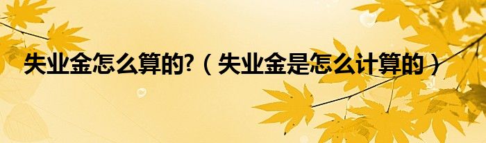 失業(yè)金怎么算的?（失業(yè)金是怎么計算的）