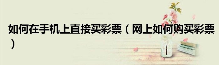 如何在手機上直接買彩票（網(wǎng)上如何購買彩票）