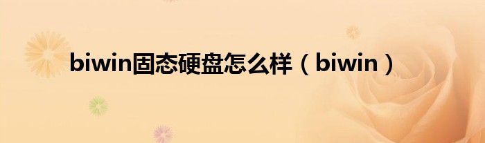 biwin固態(tài)硬盤(pán)怎么樣（biwin）