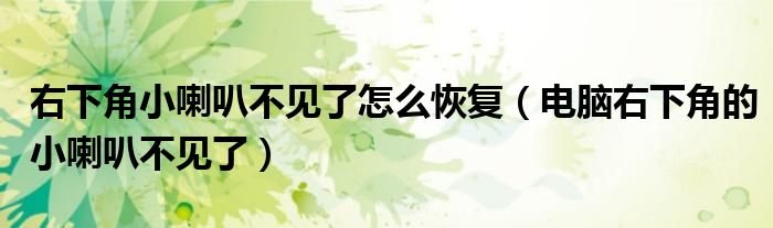右下角小喇叭不見了怎么恢復(fù)（電腦右下角的小喇叭不見了）