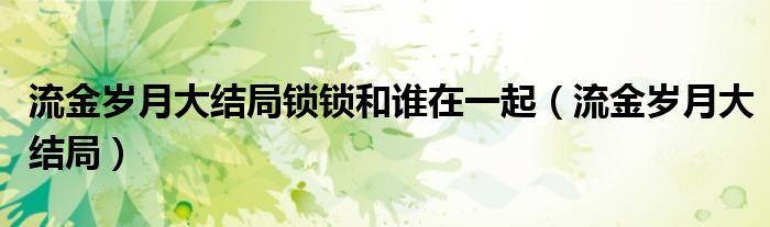 流金歲月大結(jié)局鎖鎖和誰(shuí)在一起（流金歲月大結(jié)局）