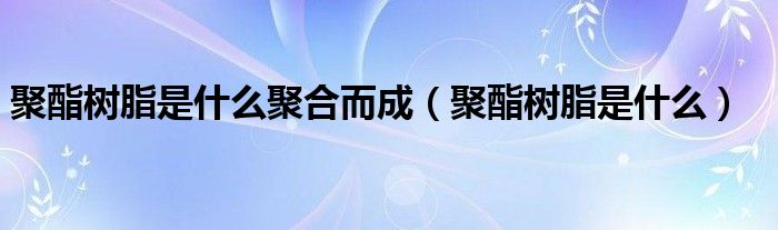 聚酯樹脂是什么聚合而成（聚酯樹脂是什么）