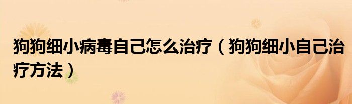 狗狗細小病毒自己怎么治療（狗狗細小自己治療方法）
