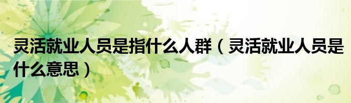 靈活就業(yè)人員是指什么人群（靈活就業(yè)人員是什么意思）