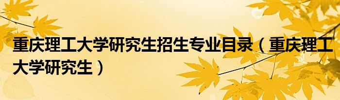 重慶理工大學研究生招生專業(yè)目錄（重慶理工大學研究生）