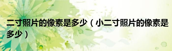 二寸照片的像素是多少（小二寸照片的像素是多少）