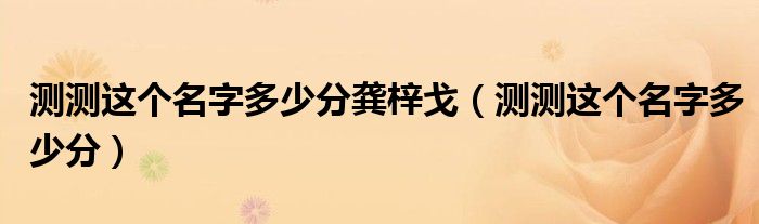 測測這個名字多少分龔梓戈（測測這個名字多少分）