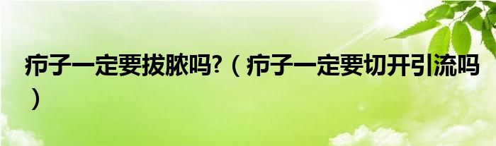 癤子一定要拔膿嗎?（癤子一定要切開引流嗎）
