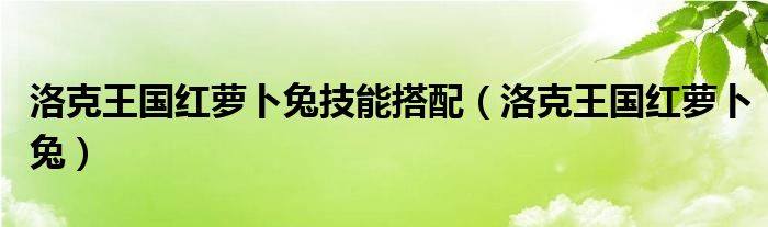 洛克王國紅蘿卜兔技能搭配（洛克王國紅蘿卜兔）