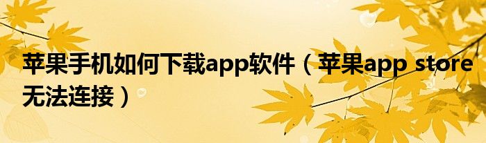 蘋(píng)果手機(jī)如何下載app軟件（蘋(píng)果app store無(wú)法連接）