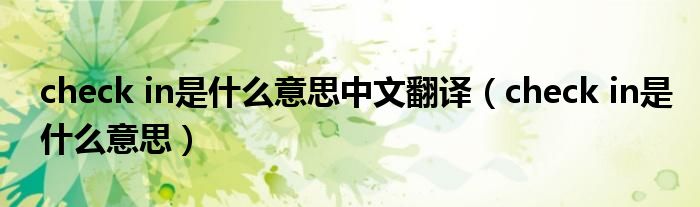 check in是什么意思中文翻譯（check in是什么意思）