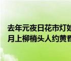 去年元夜日花市燈如晝月上柳枝頭（去年元夜時花市燈如晝月上柳梢頭人約黃昏后）