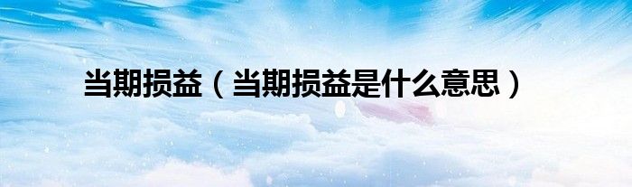 當期損益（當期損益是什么意思）