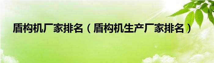 盾構(gòu)機(jī)廠家排名（盾構(gòu)機(jī)生產(chǎn)廠家排名）