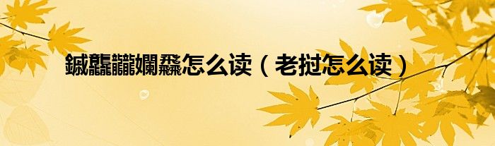 鏚龘龖孄飝怎么讀（老撾怎么讀）
