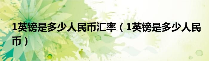 1英鎊是多少人民幣匯率（1英鎊是多少人民幣）